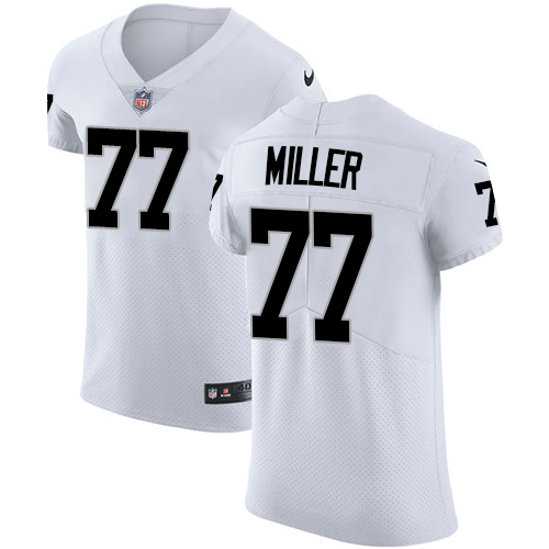 Nike Raiders #77 Kolton Miller White Men's Stitched NFL Vapor Untouchable Elite Jersey - Click Image to Close